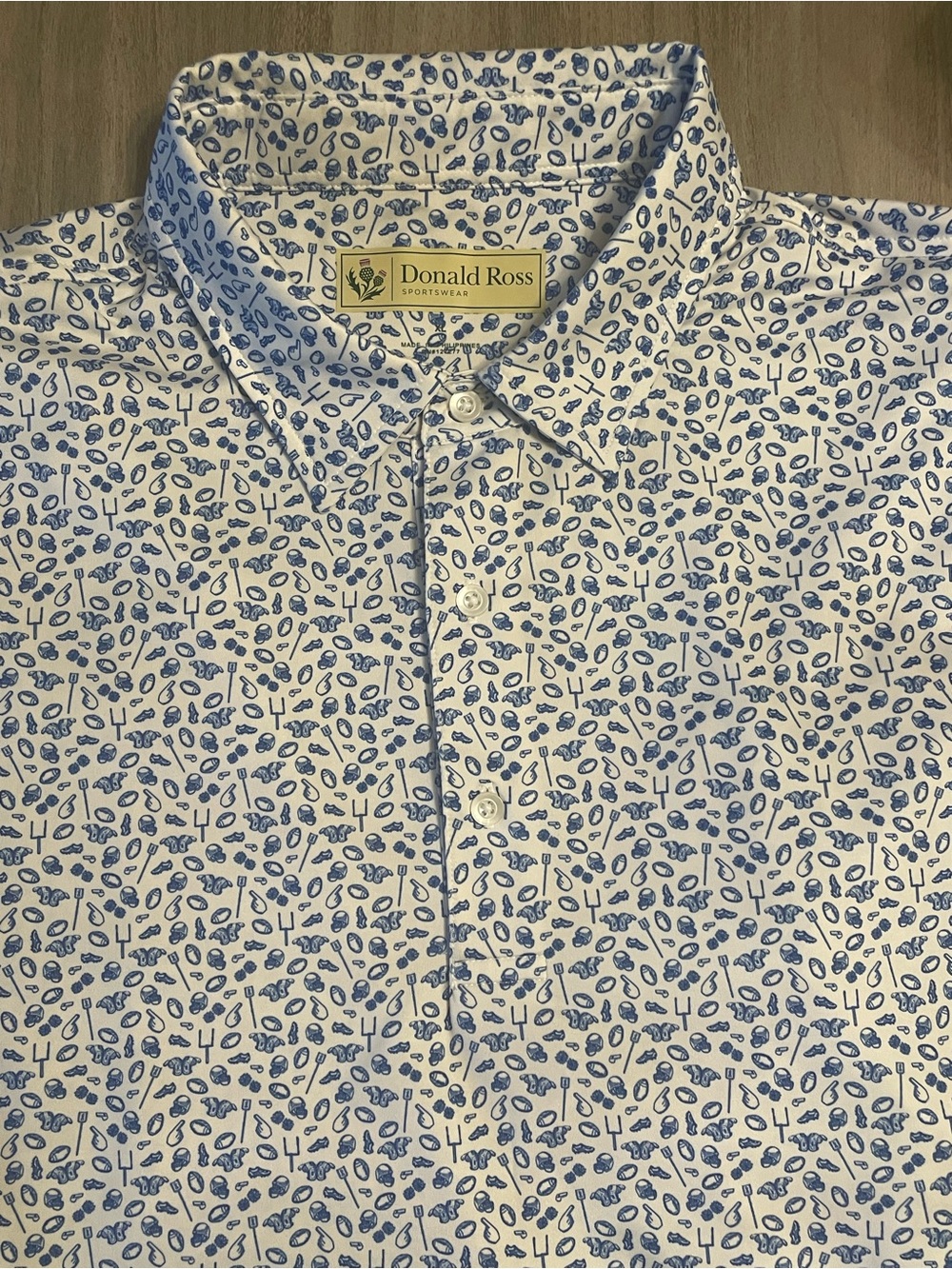 Donald Ross Men’s Polo Shirt – Size XL- Football Theme